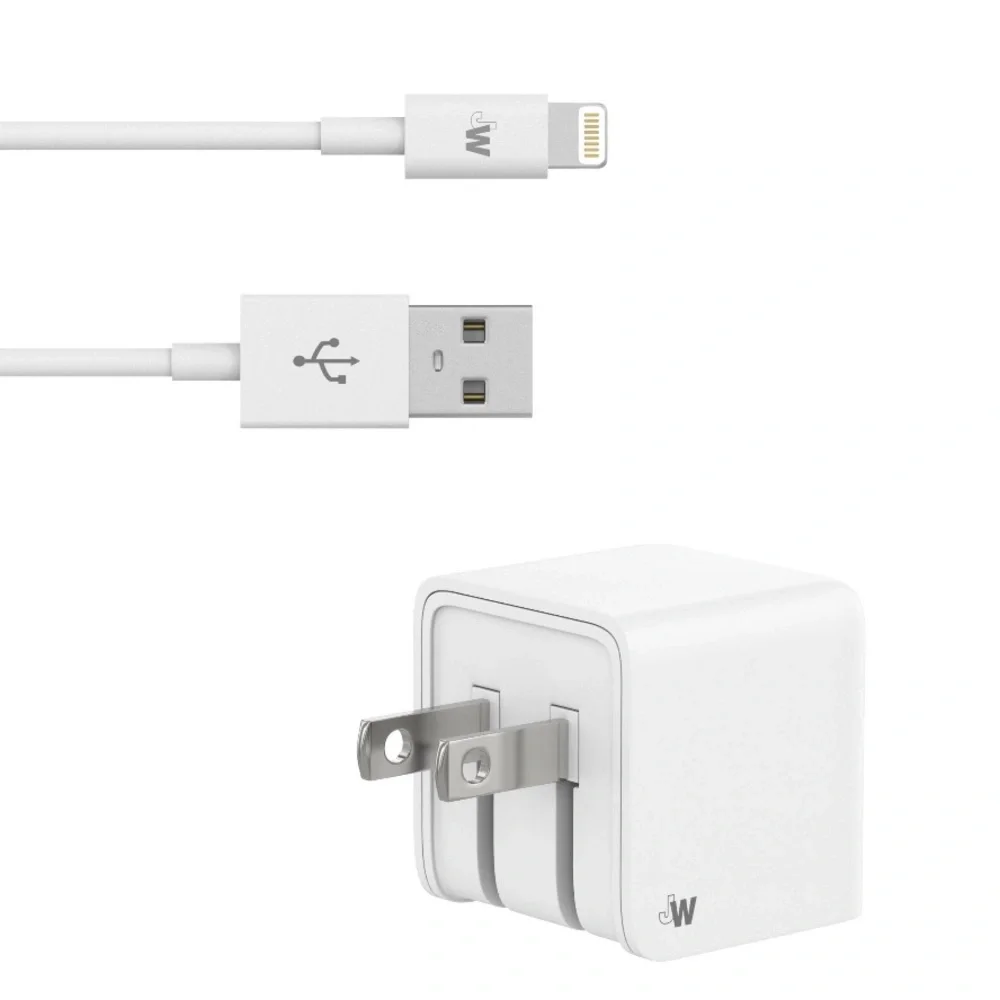 Just Wireless Home Charger, 1-Port USB Wall Charger with 5FT TPU Lightning Cable